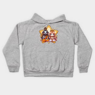 Brahma, the Creator, and his wife Saraswati Kids Hoodie